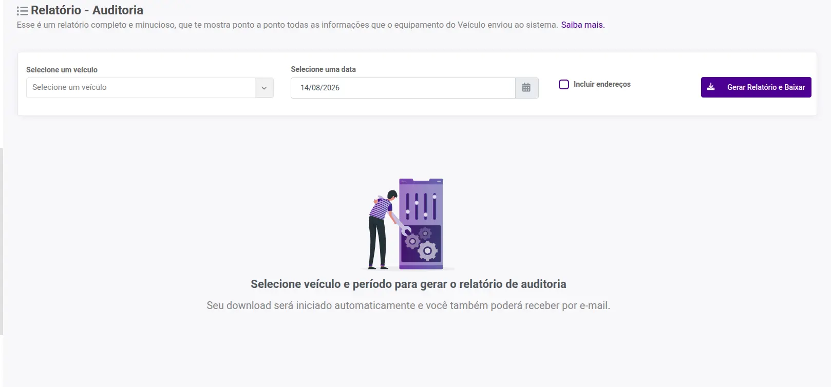 Painel de auditoria de rotas e custos