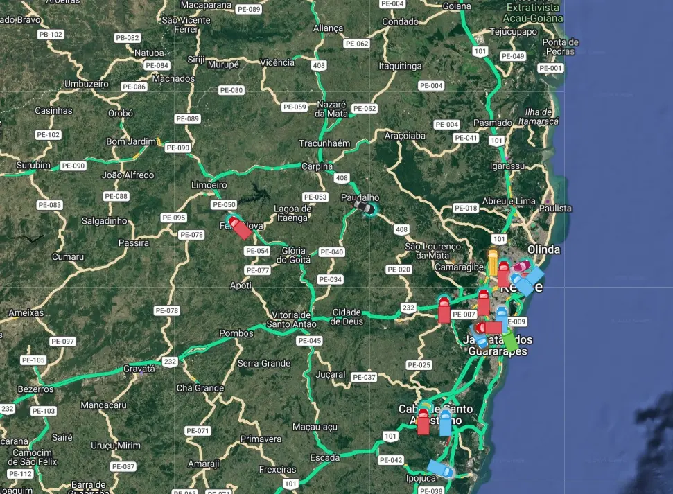 Visão geral do mapa em tempo real